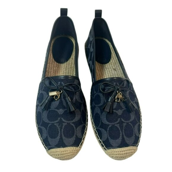 COACH Denim Carson Signature Espadrille Blue Flats Size 9.5 NIB - Picture 8 of 8